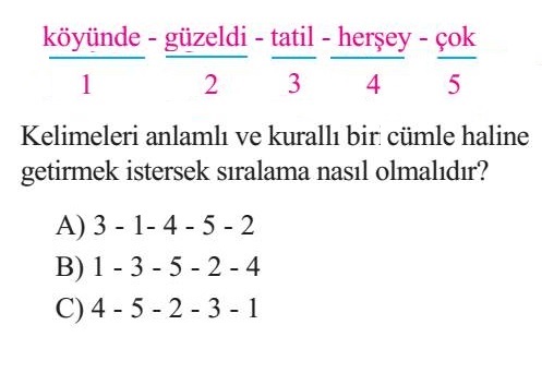 ingilizce karisik kelimeleri cumle haline getirme